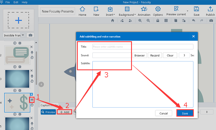 add subtitling and voice narration to the path