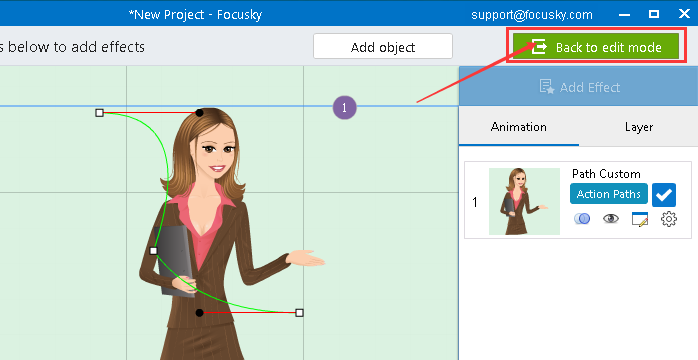 Create new action path animations