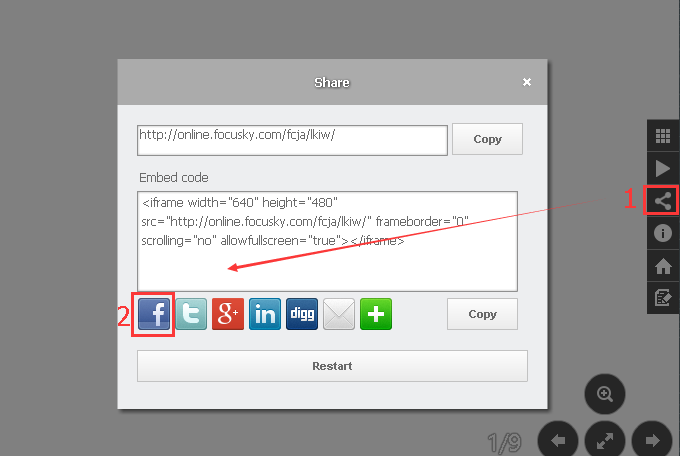 share the presentation to Facebook
