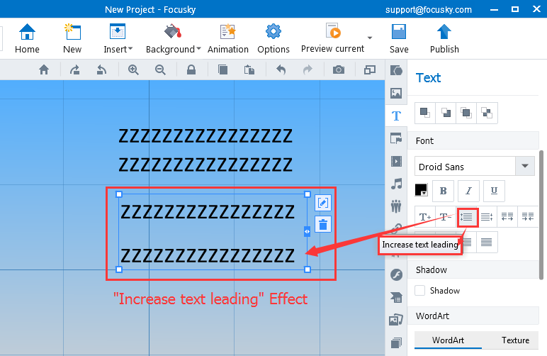 Customize text leading and text letter spacing